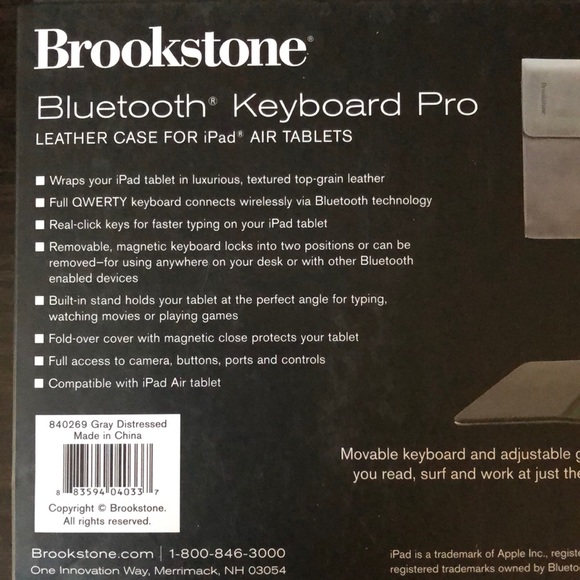 Brookstone Bluetooth Keyboard Pro & Leather Case for iPad Air Tablets - Picture 5 of 10